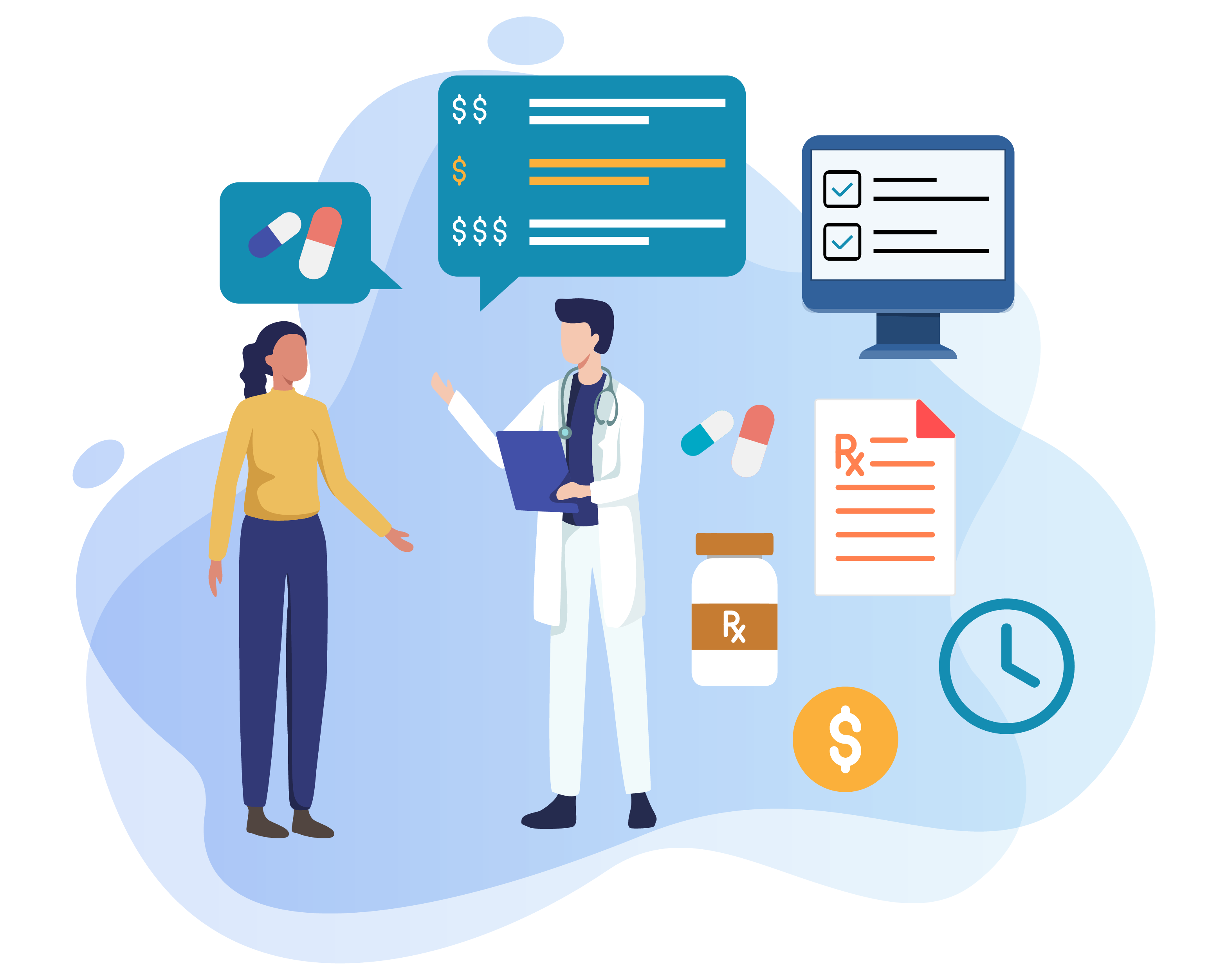 Care professional and provider reviewing digital-care technology